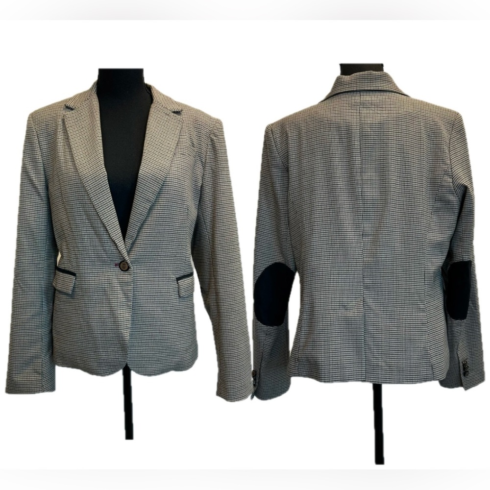 British Khaki Houndstooth equestrian style riding jacket blazer single breasted